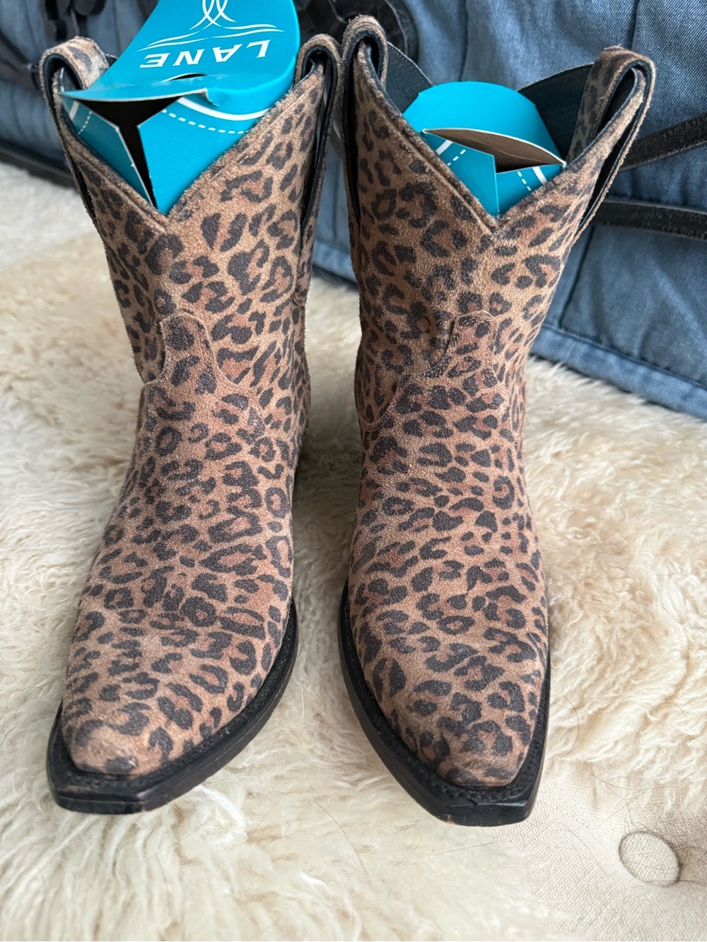 Lane Leopard Print Western Ankle Boots Booties in Brown